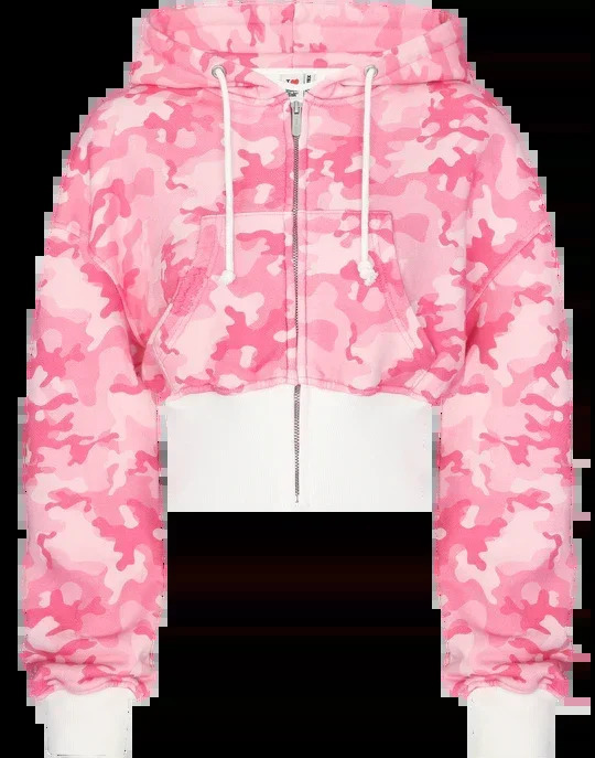 Harajuku Pink Camouflage Sports Shirt Womens Y2K Short Zipper Hoodie Gothic Letter Graphic Patch Elastic Waist Pants 250411