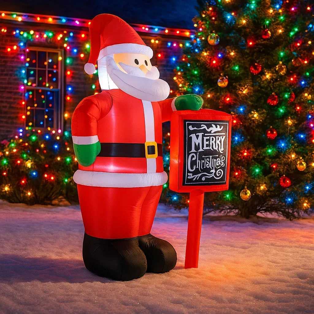 Christmas 18M/59FT Inflatable Santa Claus with Merry Christmas Sign Lights LED Home Holiday Lighting Decor Yard Xmas Supplies Decor Y251111