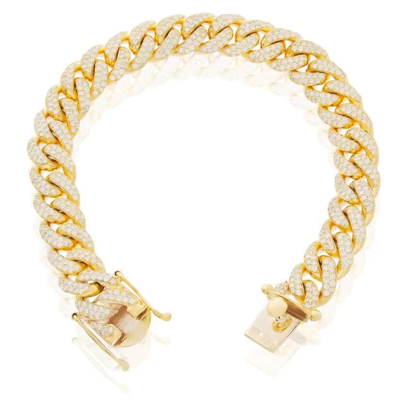 Miami Style Hot Sale Hip Hop 925 Silver Cuban Chain Moissanite Diamond Link Chain Necklace