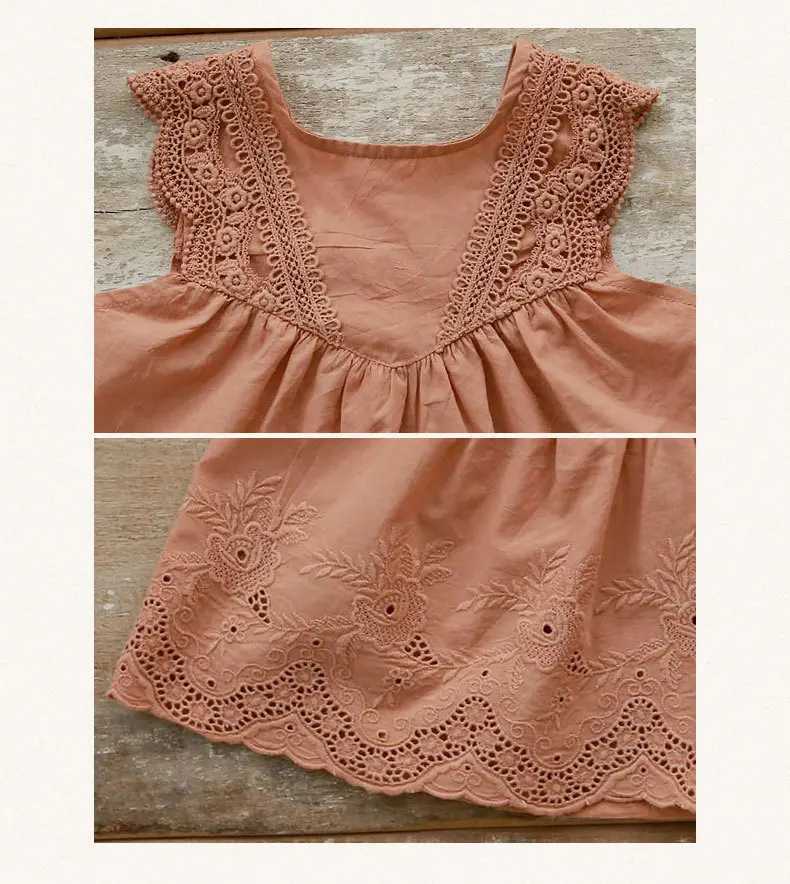 Childrens Girls Clothing 2024 Summer Preschool Baby Girls Sweet Lace Solid Color Doll Shirt Top and Ruffle Shorts SetXJ250410