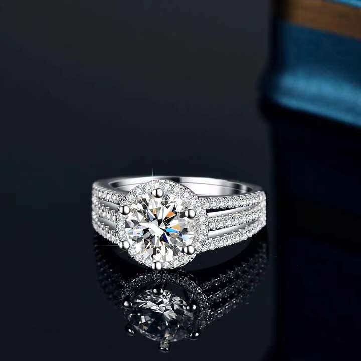 S925 Sterling Silver Ring Mosang Stone Ring Proposer Girl 1 Diamond Ring Factory Wholesale