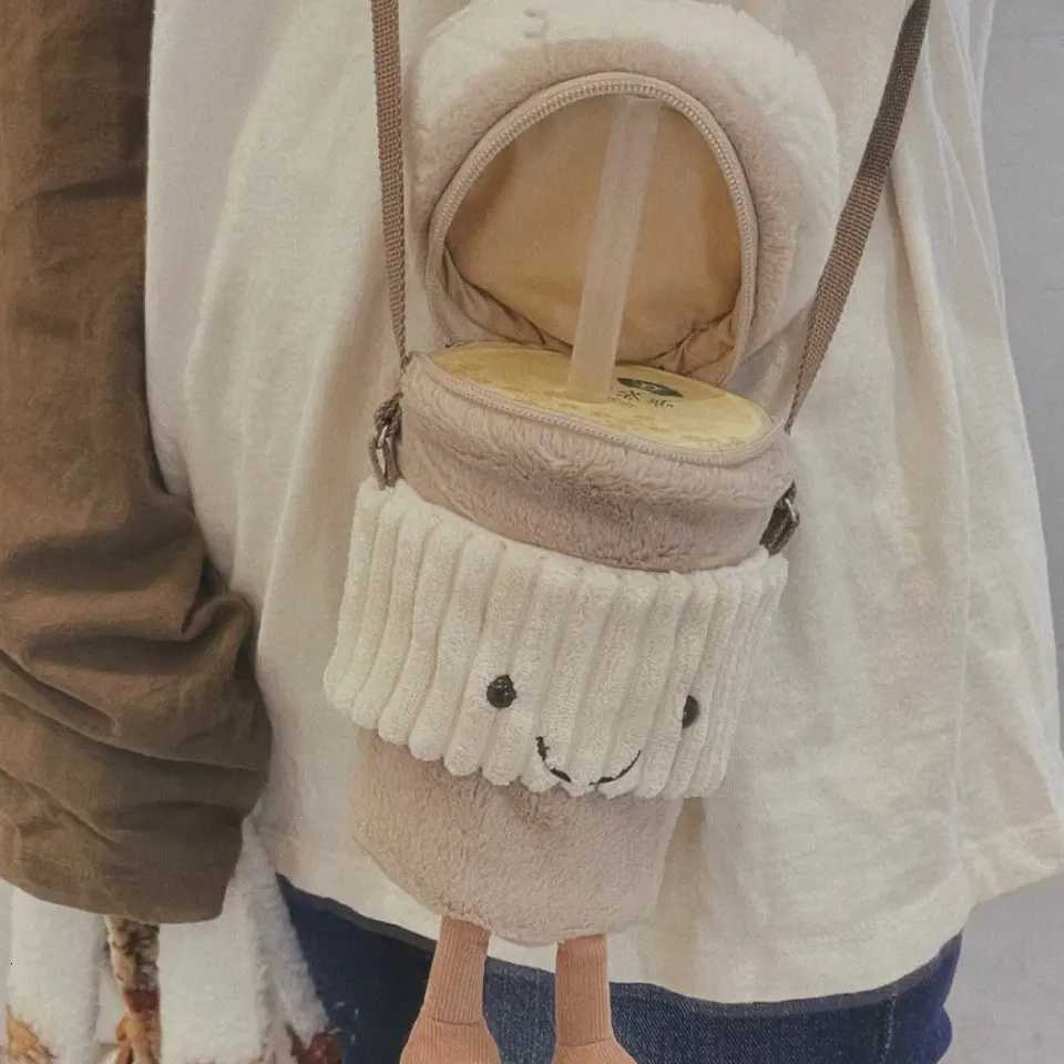 Womens Bag Crossbody Plush Bag Ins Cute Cup Cover Bags for Coffee Milk Tea Phone Fashion Small StorageT251110