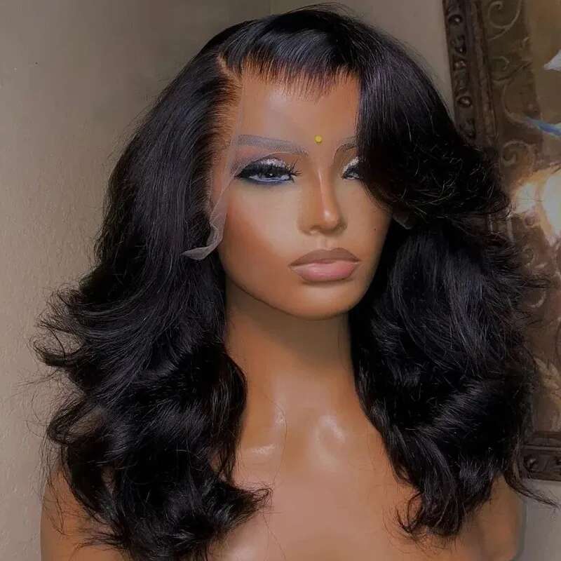 Body Wave Bob 13x6 Transparent Frontal Brazilian Human Hair Wigs Virgin Remy Hair13x4 Lace Closure Wig 180% Density