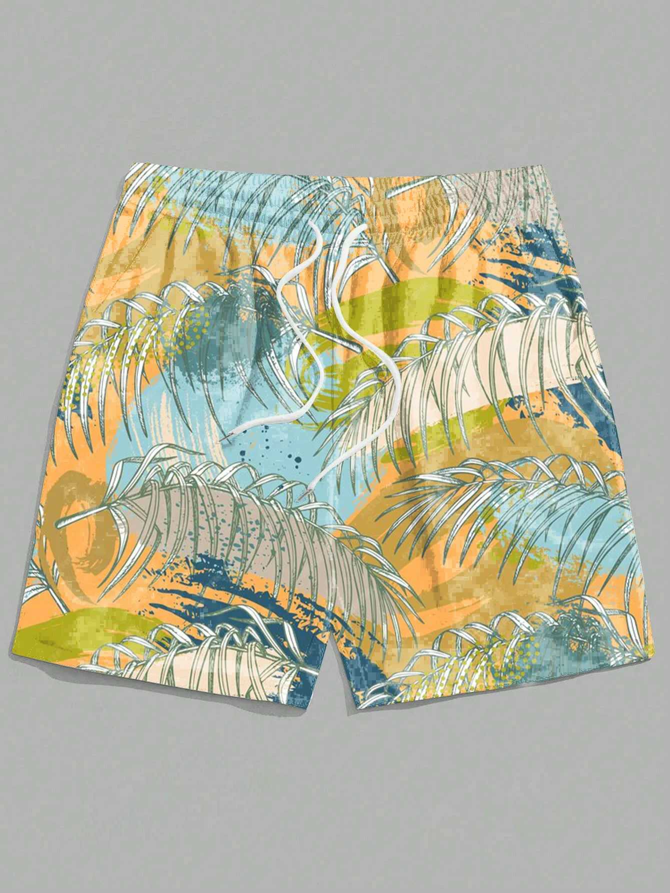 Mens Hawaiian Swimming Relay 3D Hawaiian Plant Pattern Beach Shorts Quick Drying Outdoor Leisure Sports Shorts Fashion Mens ShortsW250410