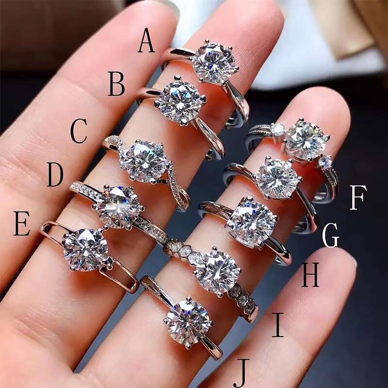 RINNTIN SMR Sterling Silver 925 Fine Jewellery DE Color Diamonds Engagement Wedding Ring Moissanite Ring for Women Men