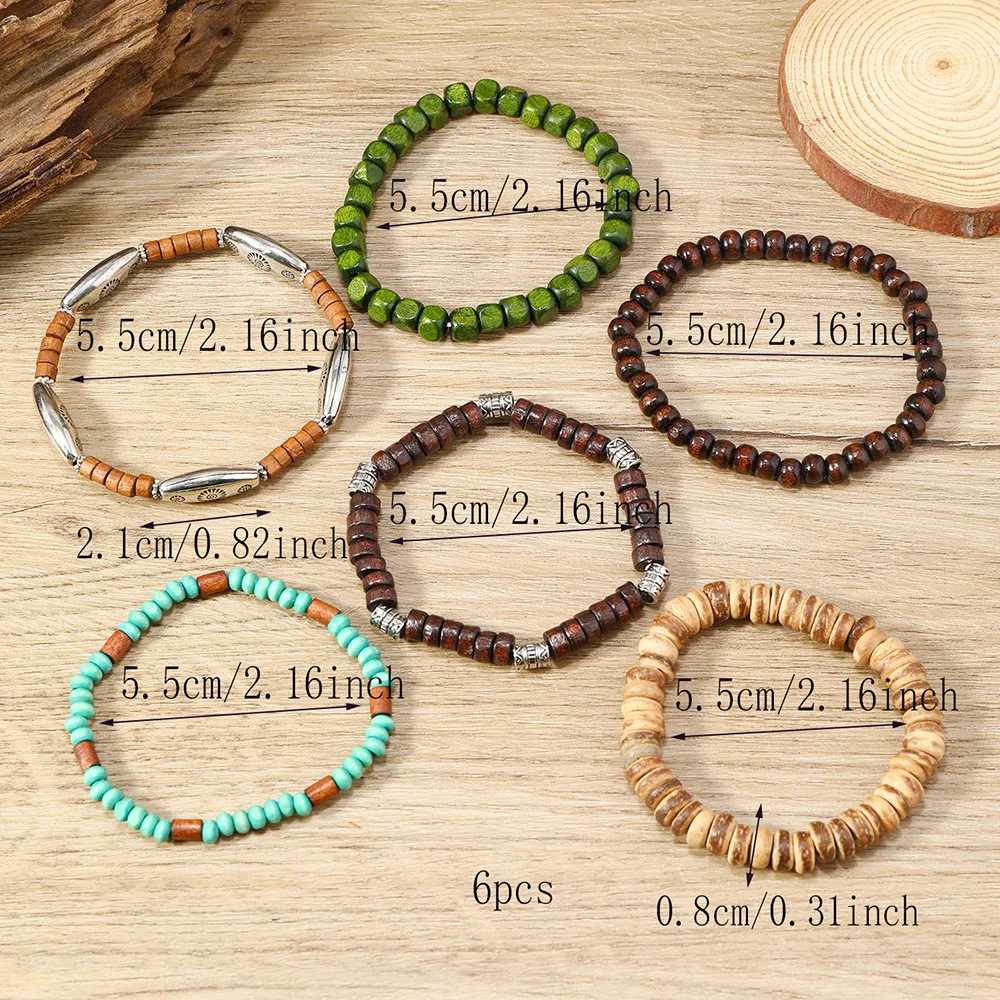 Vintage Bohemian Style Beaded mens Bracelets Multilayer Wood Beaded Coconut Beaded Chain Jewelry Accessories GiftsC250410
