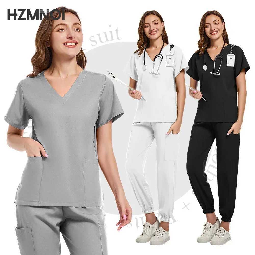 Elasticity Work Uniform Women Wear Scrub Suits Hospital Doctor Nurse Uniforms Medical Surgical Set Nursing Accessories X250410