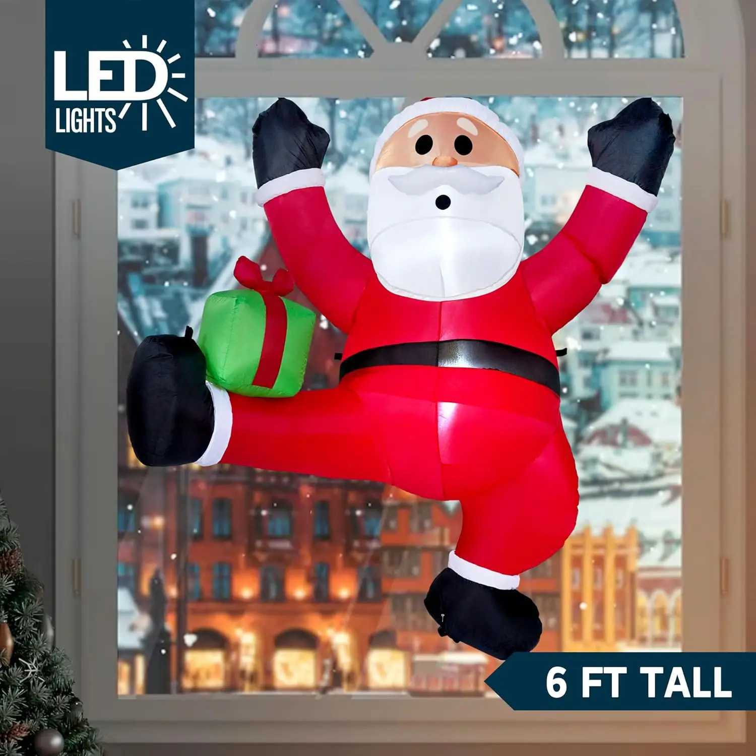 Christmas JOYFY 6 FT Tall Christmas Inflatable Climbing Santa with Gift Box Hanging Santa with Build-in LED for Xmas Party Decoration Y251111