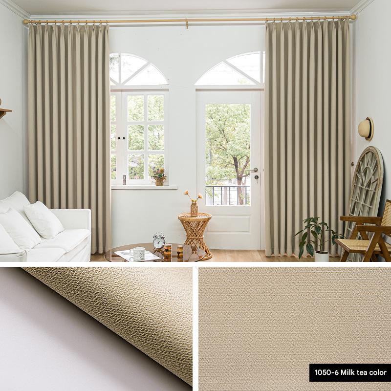 B449 imitation cotton and linen jacquard thickened curtain fabric shading modern simple living room bedroom custom finished curtain
