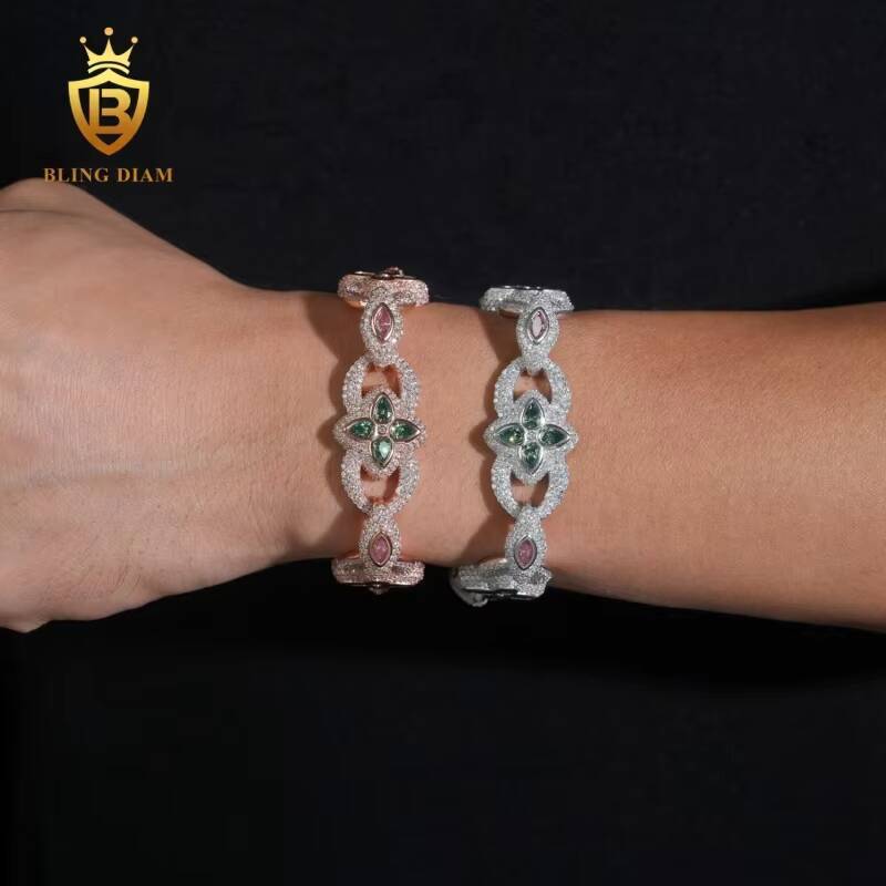 D Color VVS Moissanite Diamond Sterling Silver 925 20MM Lab Grown Diamond Bracelet Moissanite Cuban Link Bracelet