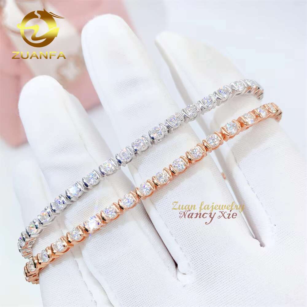 Moissanite Iced Out Jewelry 925 Sterling Silver Diamond Gemstone Bracelet Custom Moissanite Charm Tennis Bracelet Women