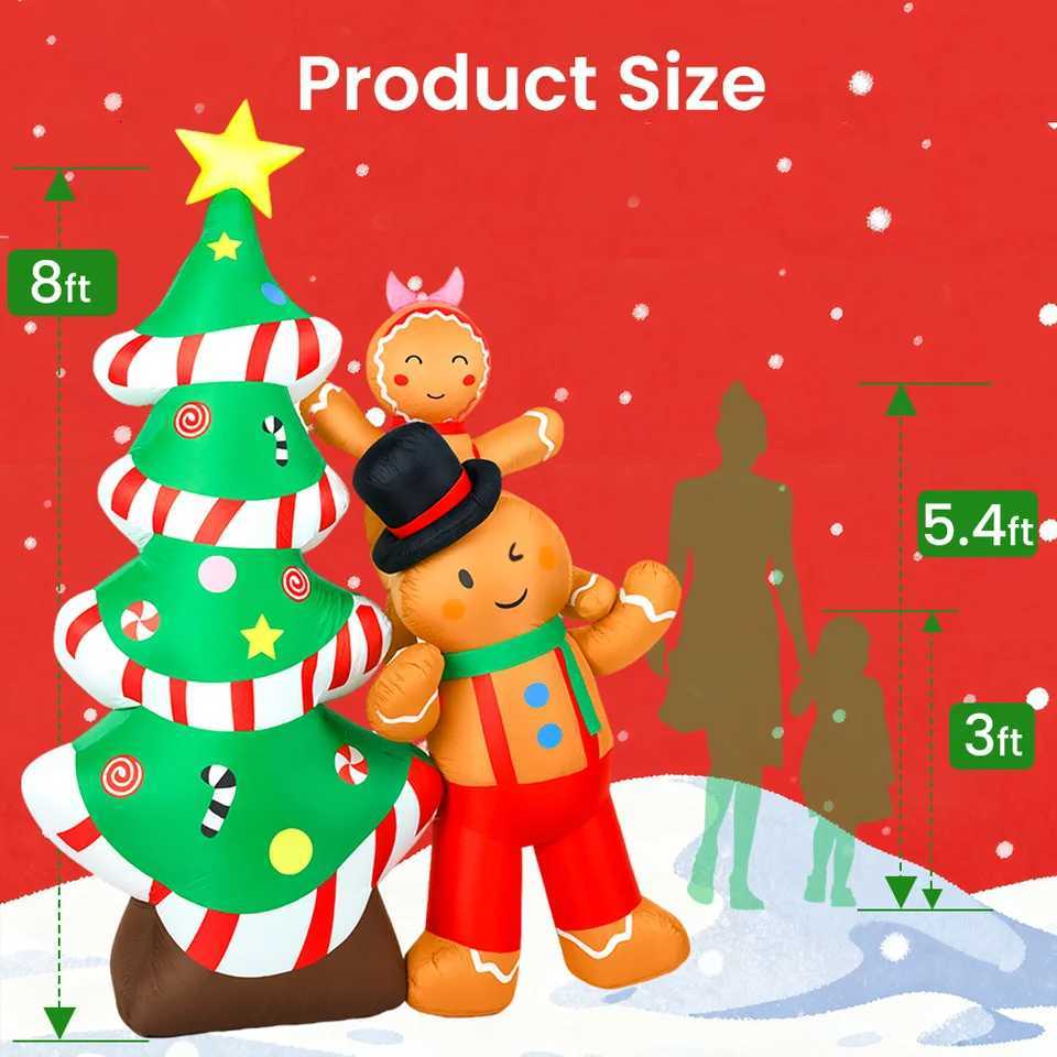 Christmas 8FT Christmas Inflatables Outdoor Decorations Blow Up Yard DecorationGingerbread Man Christmas Tree Y251111