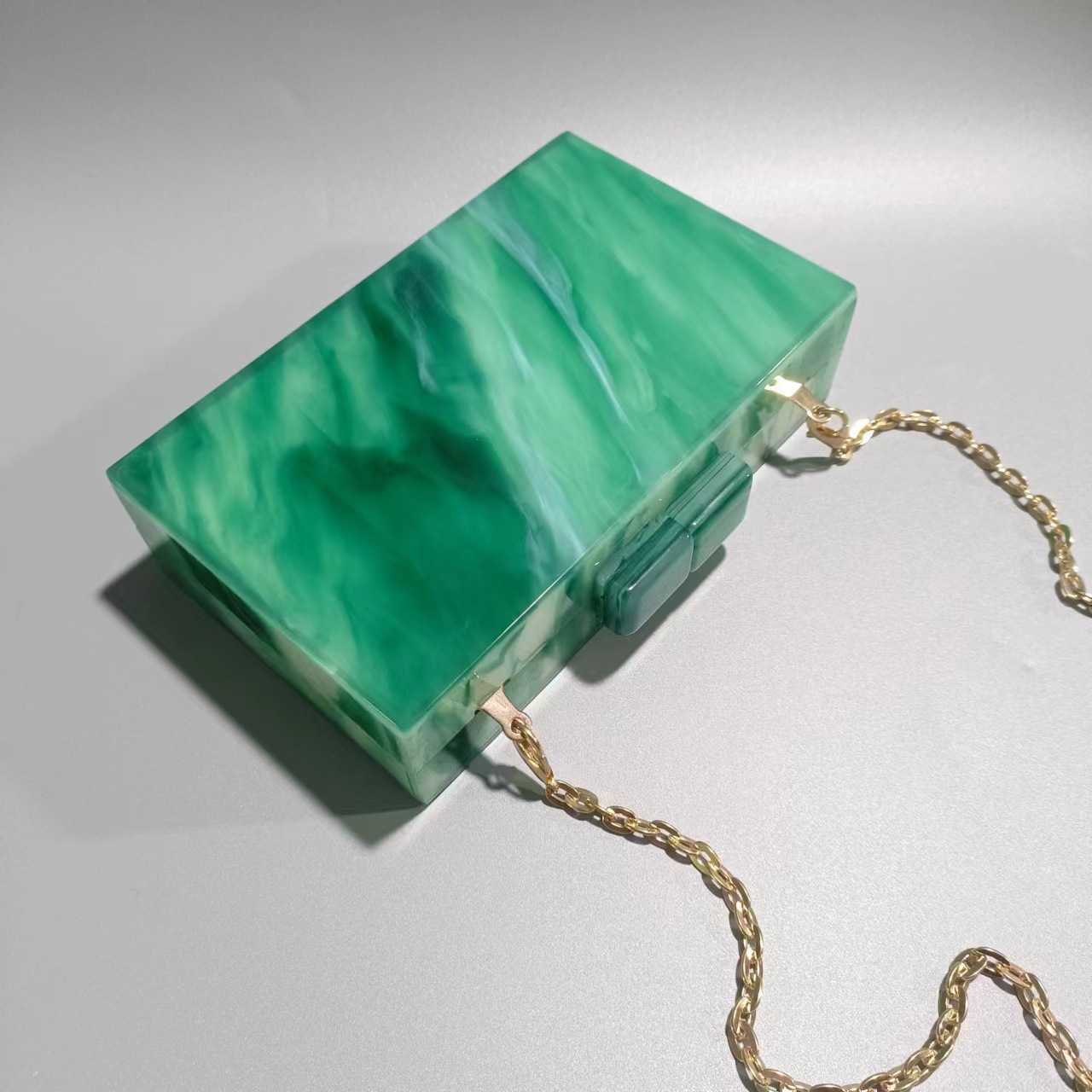 Womens New Colorful Acrylic Dinner Bag Single Shoulder Oblique Cross Wedding Banquet Handheld Bag Chain Bag