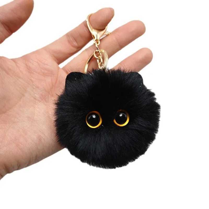 Cute plush cat keychain stuffed toy big eyed cat doll keychain womens handbag decoration gift W250411