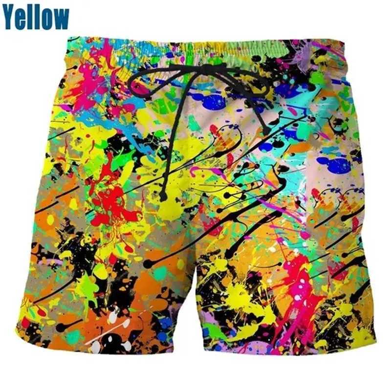 Color Ink Mens Swimming Shorts 3D Printed Splashing Ink Water Drop Color Ice ShortsW250410