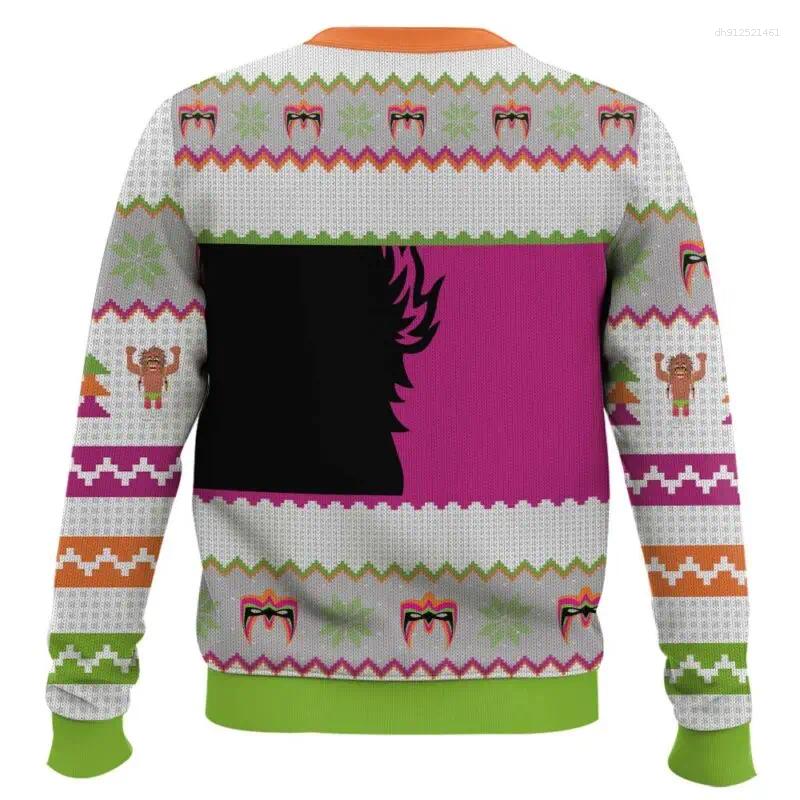 Men's Sweaters Ultimate Warrior Christmas Pro Wrestling Ugly Sweater Funny Holiday Party Pullover Plus Size Mens Xmas Gift