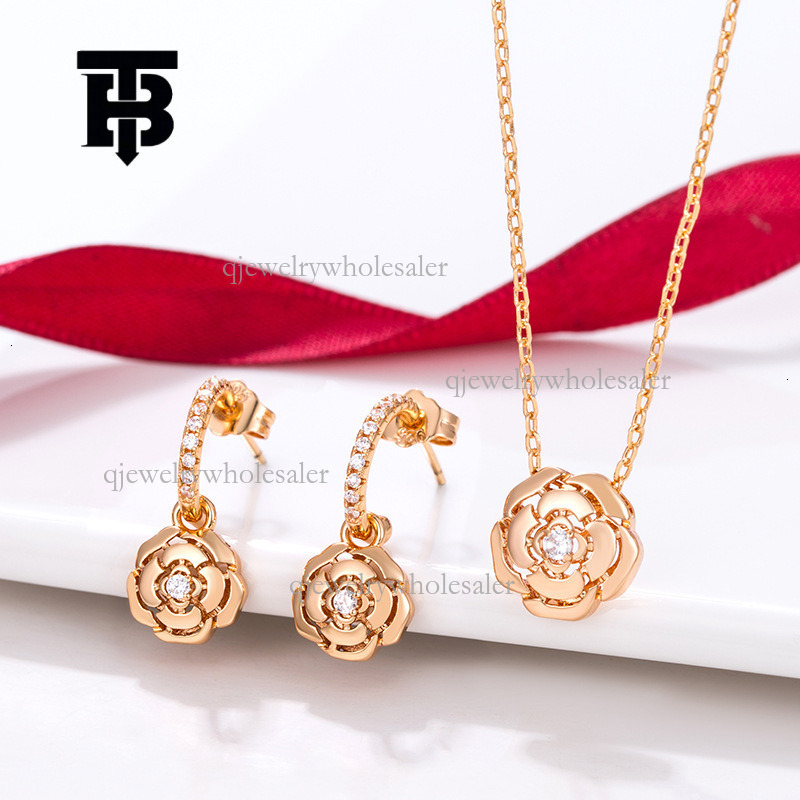 TB BHULAMTE Designer's Small Fragrant Tea Flower Earrings S925 Pure Silver Women's 18K Rose Gold Inlaid Diamond Earrings High-end Women'