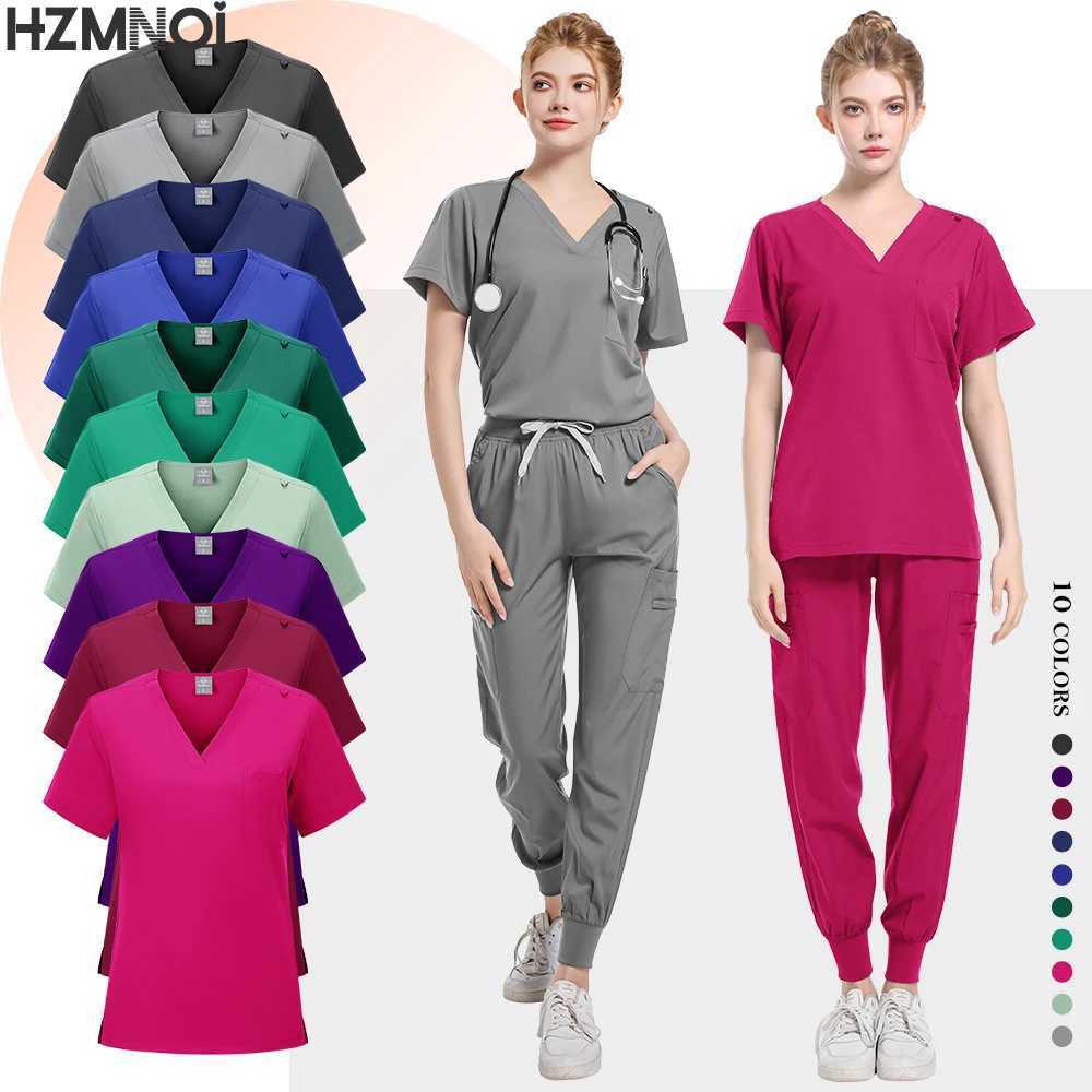 New Unisex Medical Uniforms for V-neck Nurse Scurbs Set Women Hospital Doctor Workwear Oral Dental Surgery Medical Uniforms X2504101