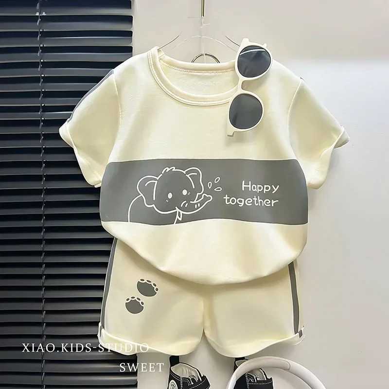 Childrens clothing cotton sleeve short sleeved set baby girl boy set summer top+short sleeved childrens clothing 2024 new itemXJ250410