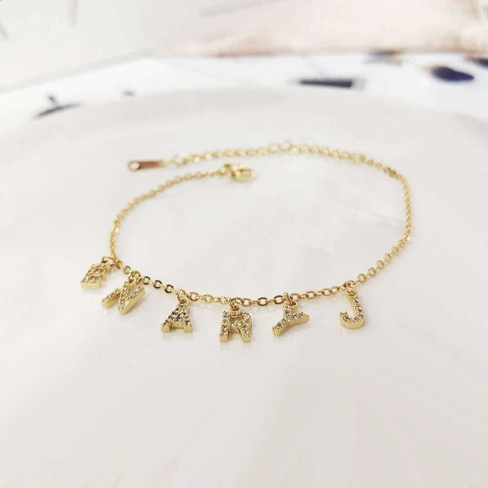 DODOAI Customized 6MM Letter CZ Zircon Bracelet Personalized Customization Name Bracelet Jewelry Name Word Customization Bracelet and Bracelet 250408