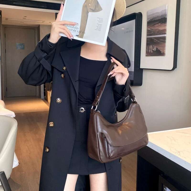 Designer Bag YANATARI Underarm Cowhide Genuine Leather Handbags Women Vintage Shoulder Female Coffee Bag High Quality 2025