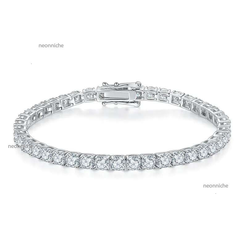 sier tennis chain Vvs moissanite iced out fashion designer jewelry bracelet Hip Hop Necklace Pass Dia Test 3mm 4mm 5mm for Men Women 5A with gift box