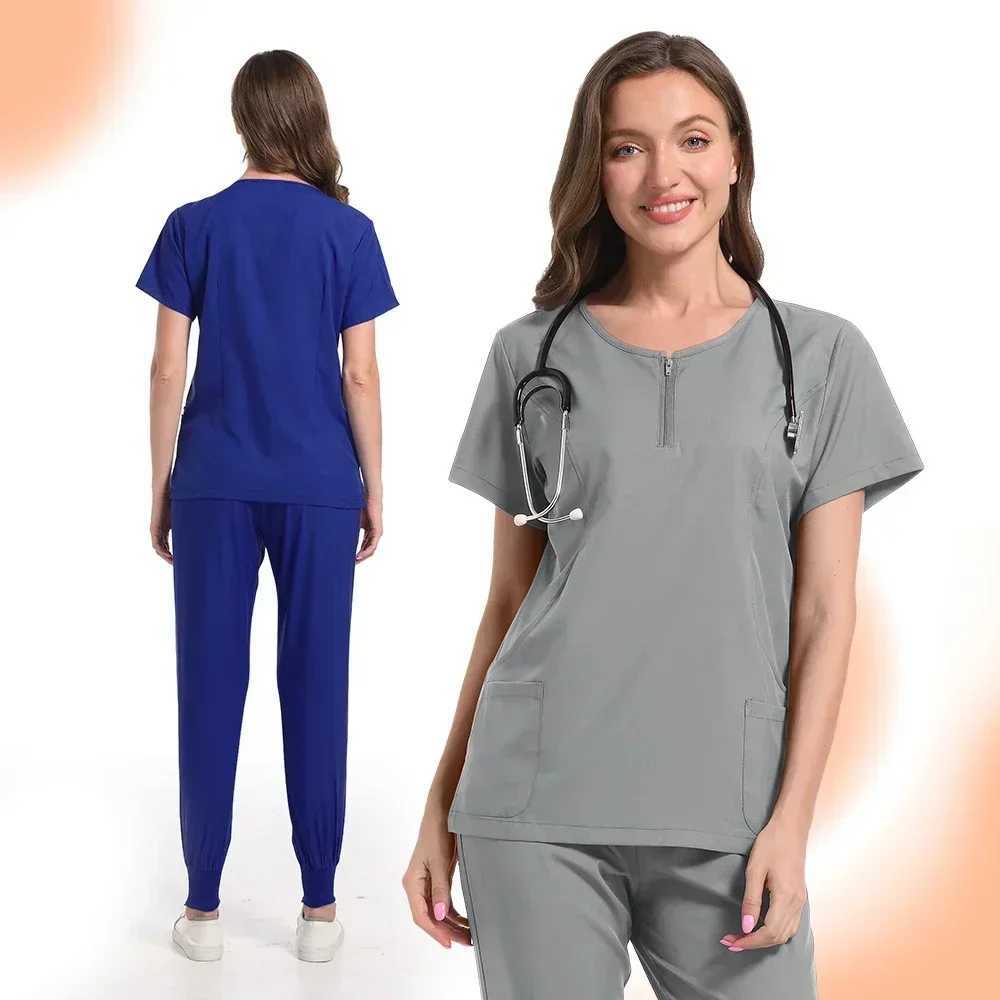 Multi color neutral short Slfed pharmacy nurse uniform hospital doctor work uniform oral dental surgery uniform medical washer set X250410