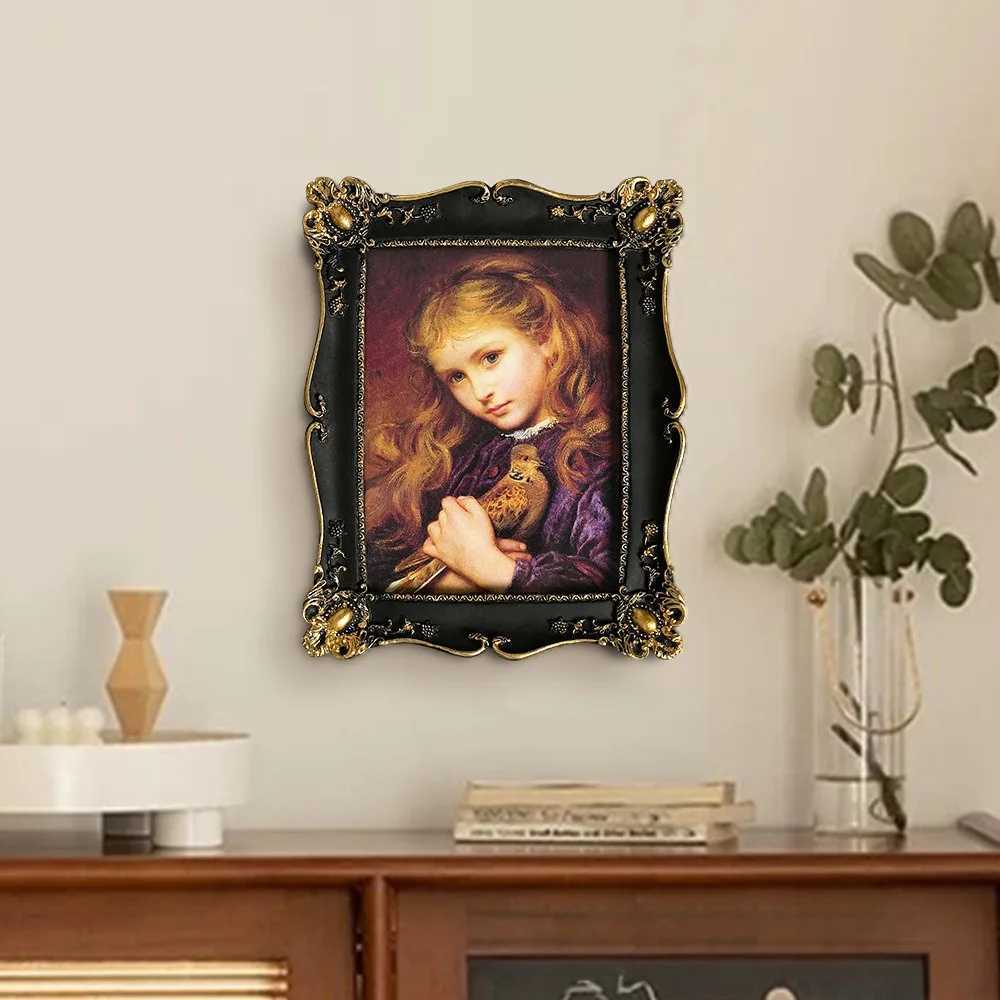 Luxury Antique Vintage Picture Black with Gold Trim - Horizontal Or Vertical Tabletop Wall Hanging Photo Display Frame L251110 H260306