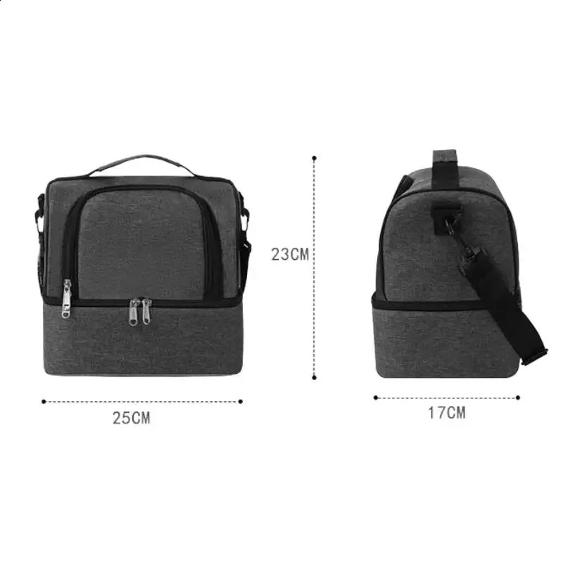 Double layer insulated lunch bag portable outdoor picnic cooler ice bag waterproof large capacity lunch box bag 250410