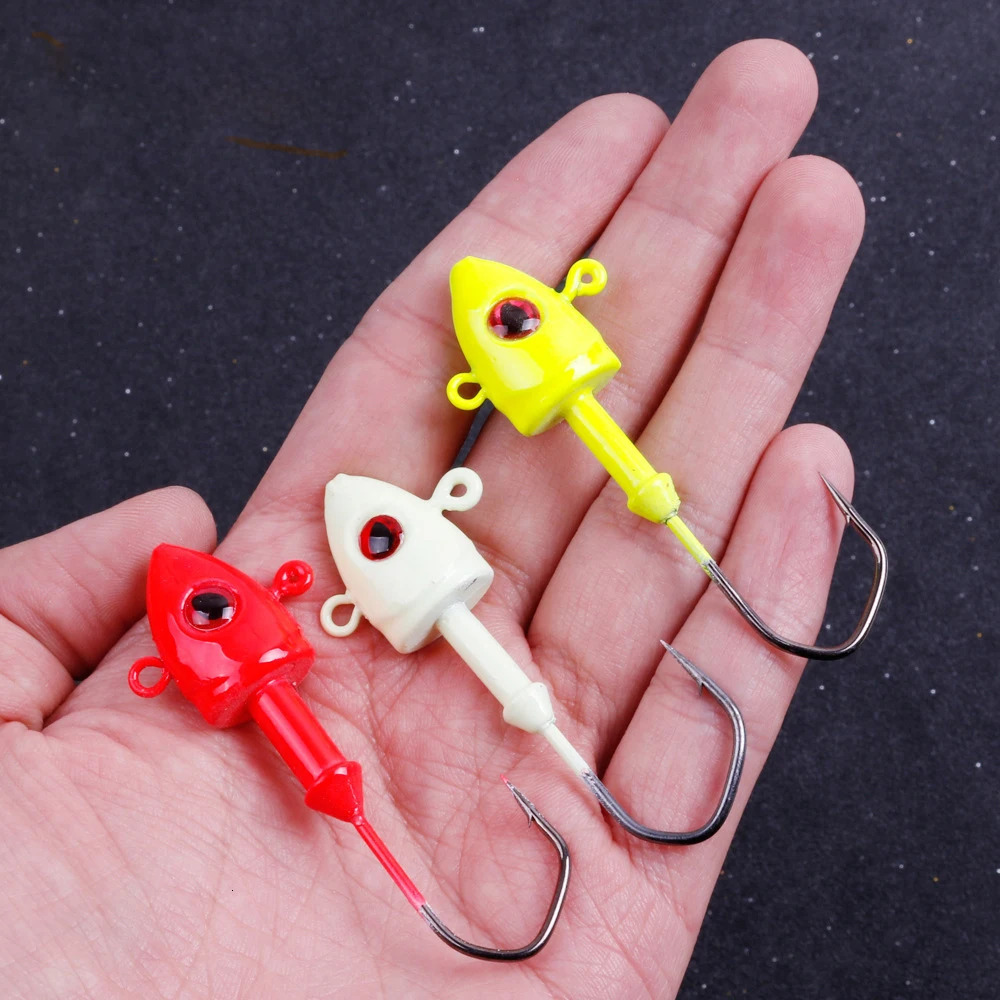 2PCS Jig Head Fishing Hooks 7g 11g 14g 21g 28g Stainless Steel Fishhook Luminous Worm Offset Hook 3D Eyes Bass Pike Pesca Tackle 251103
