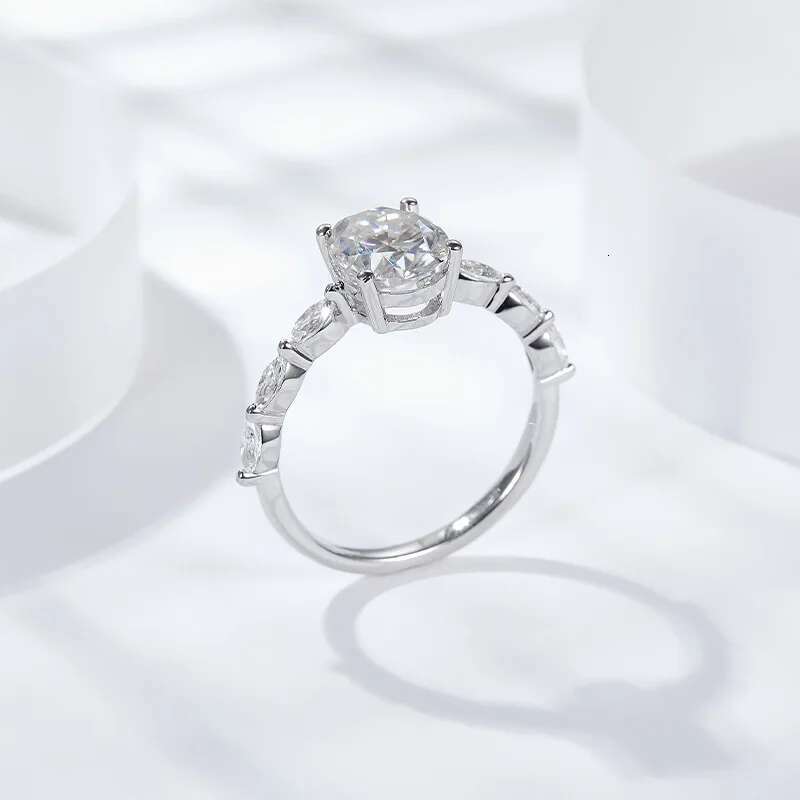 2CT D Color 18K Gold Shaped Moissanite Womens Ring 925 Silver Oval Egg Shape Moissanite Diamond Ring for Women