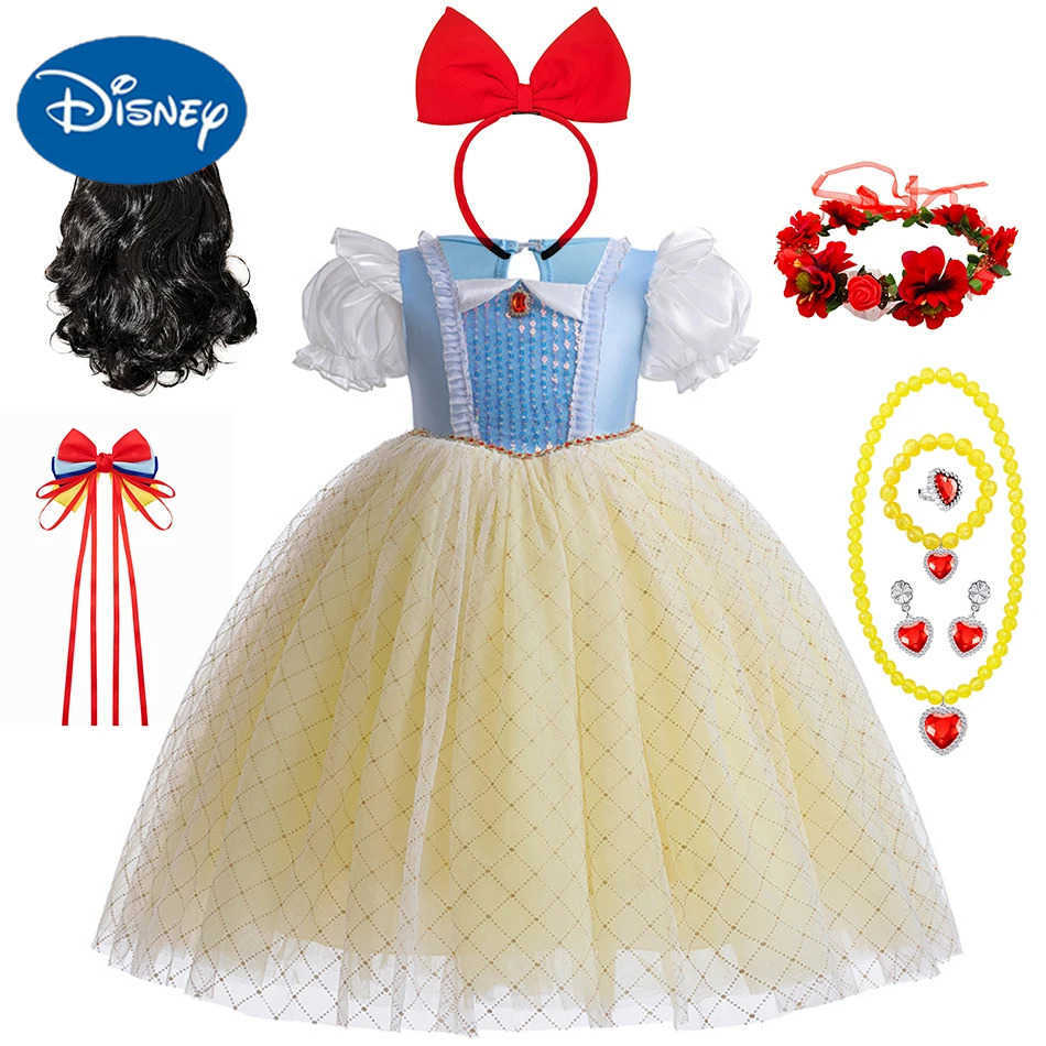Disney Snow White cosplay princess dress girl sequin mesh dress childrens birthday gift carnival Halloween party costume elegant costumeXJ250411