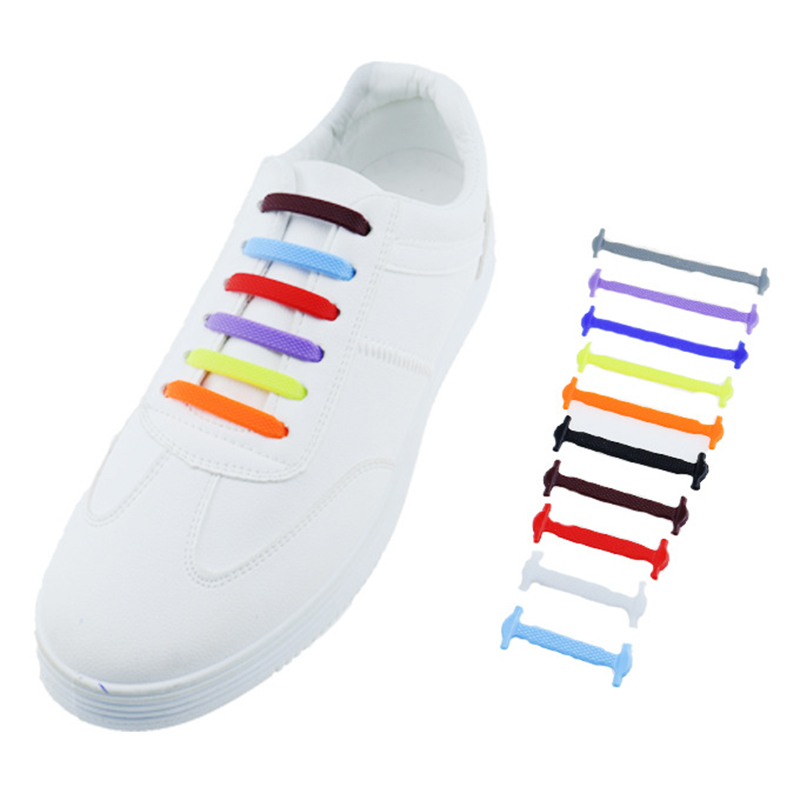 16pcs/set Lazy Shoelace Silicone Quick Lace Elastic Women Men No Tie Kids Shoe Laces Adult Sneakers Lacing Shoelace Buckle Shoes Accessories