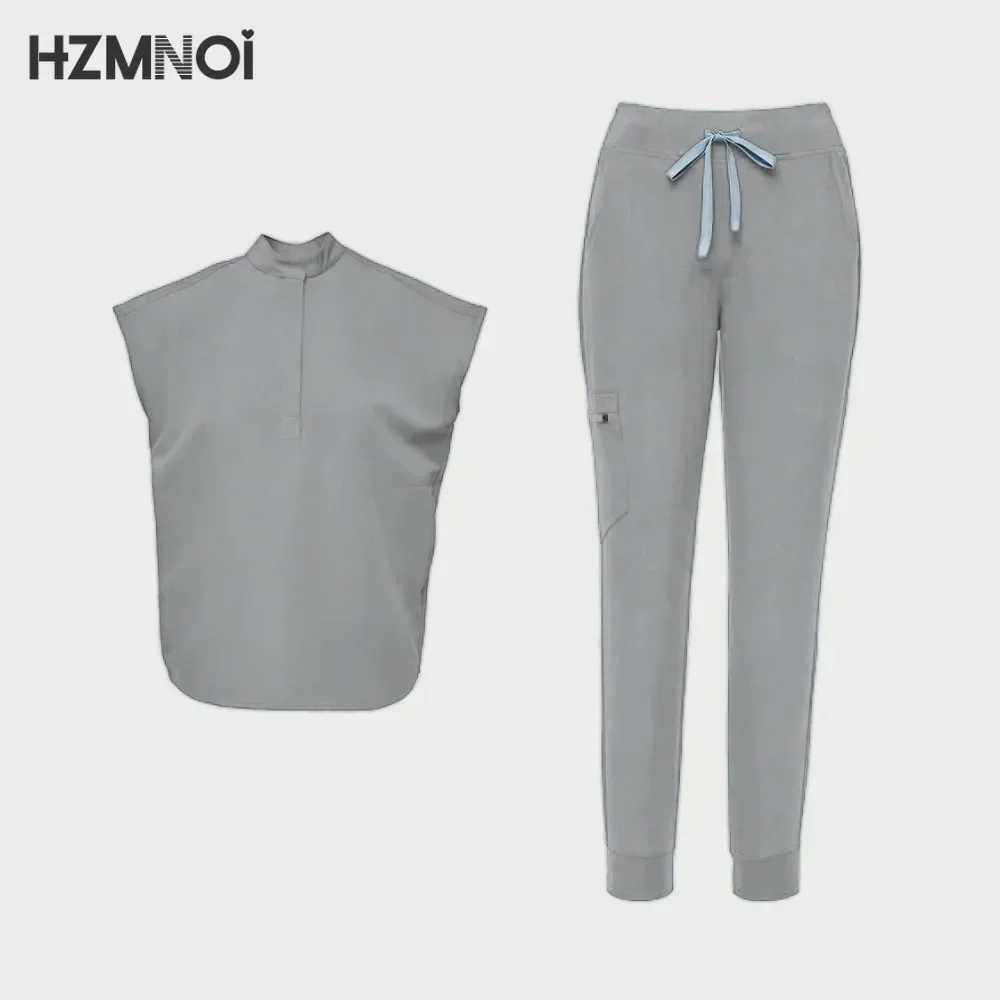 Scrub Sets Nurse Surgical Uniform Women Summer Slim Comfortable Oral Doctor Work Wear Short Slve Sets Operating Room Clothes X2505281