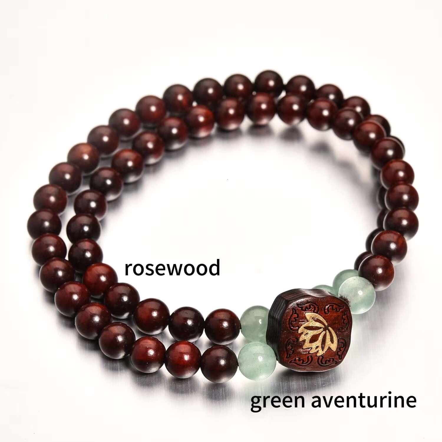 Buddhist prayer multi circle bead wristband 6mm natural rosewood green Venus multi-layer bracelet