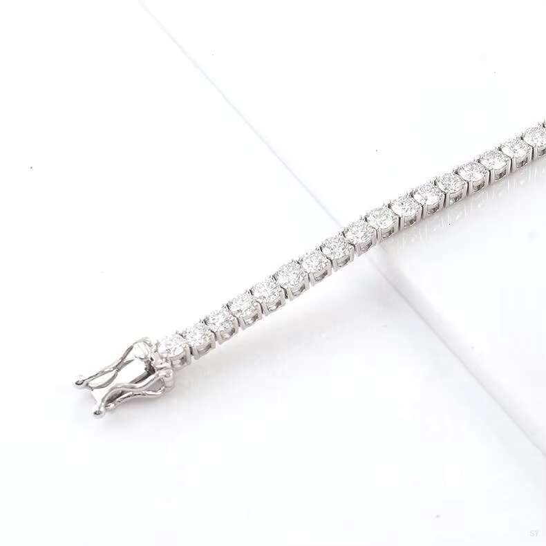 20-Inch 4mm White Gold 925 Silver Tennis Chain Bracelet Iced out Moissanite Necklace for Women
