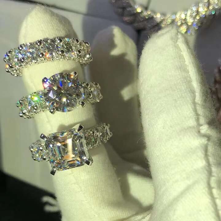 Gra Certificated Pass Diamond Tester Sterling Silver White Gold Vvs Moissanite Iced Out Ring Hiphop