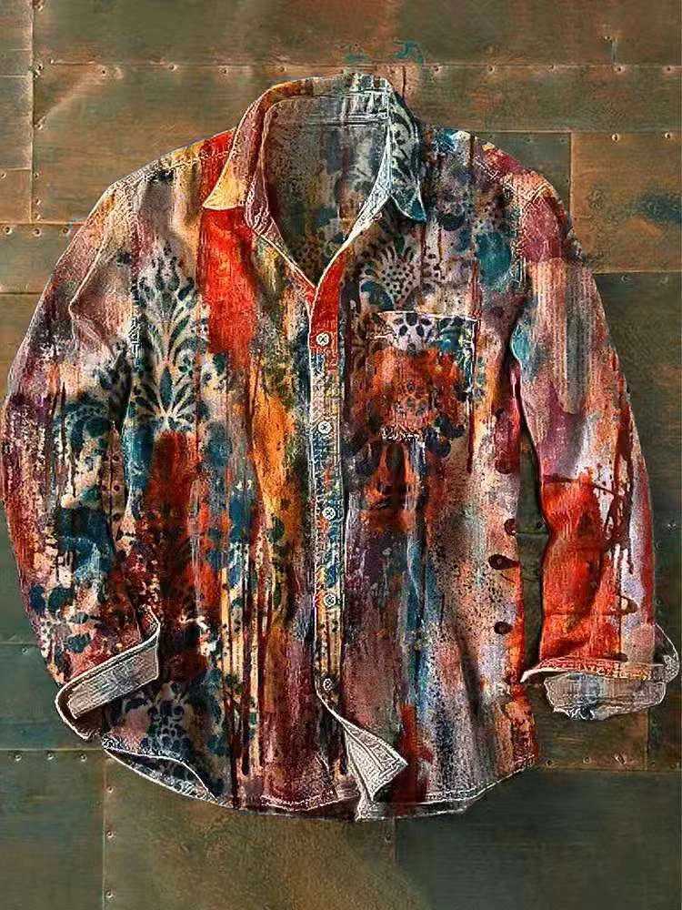 Mens Long Sleeve Shirt Brand New Fashion Casual 100 Linen Versatile Fashionable Printed Pocket Summer K251110