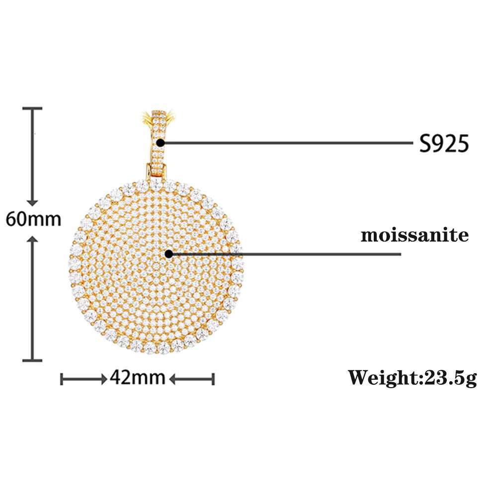 Fine 925 Sterling Silver Moissanite Pendant Hip Hop Iced Out Jewelry Charms Necklaces for Men