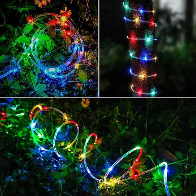 Christmas Solar String Lights Outdoor Waterproof LED Strip Rope Tube Lamp Christmas Fairy Garland String Lights for Garden Tree Yard Fence Y251111