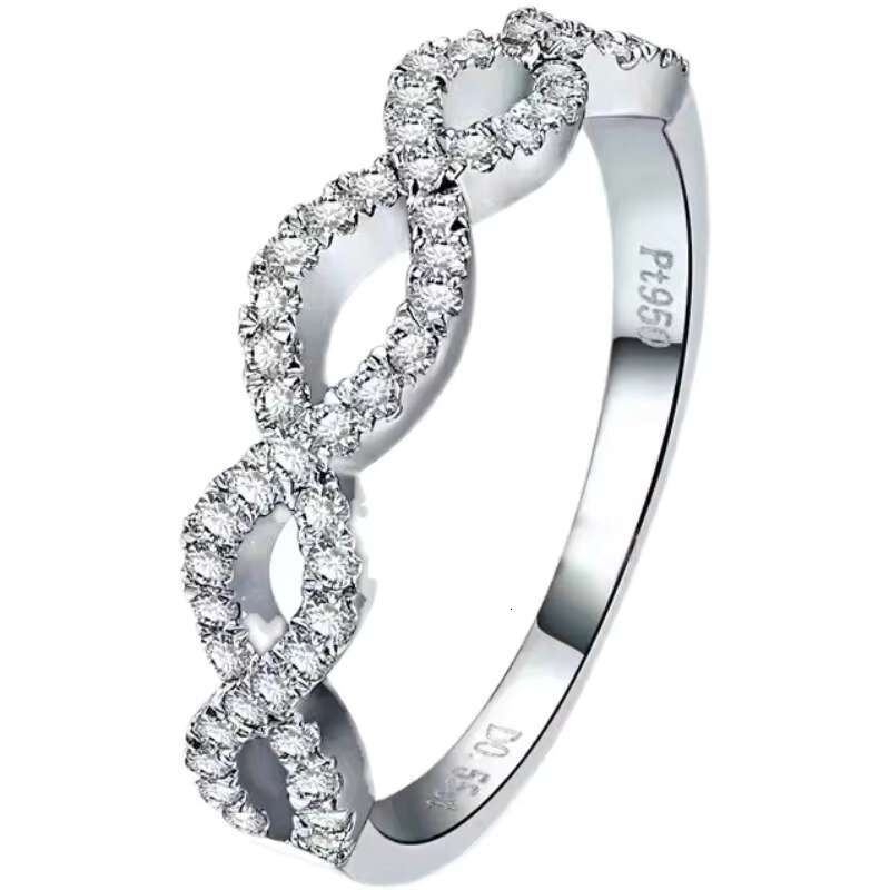 Twist Wavy Inlay Simulation Mosan Stone Ring Simple Joker S925 Silver Fashion Geometric Tail