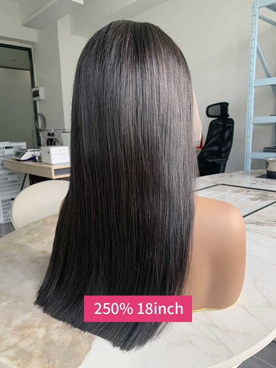 Raw Hair Vietnamese 250 Density 100 Human Hair Lace Frontal Wigs Straight Natural Black 13x6 Bob Wig Lace Front Human Hair WigsT251111