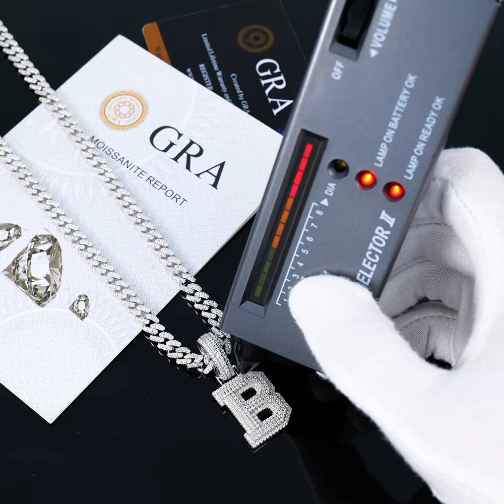 925 Silver Hip Hop Letter B Pendant with VVS Moissanite Diamond GRA Certificate Iced Out Trendy Charm Jewelry