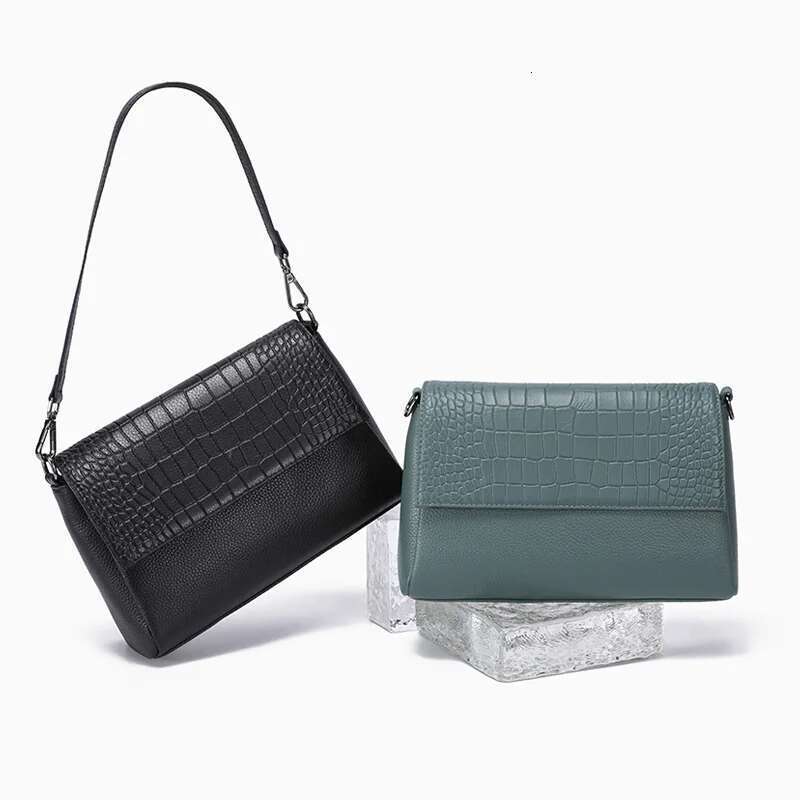 High Quality Genuine Handbags For Women 2024 Underarm Cow Leather Soft Crossbody Ladies Temperament Square Bag