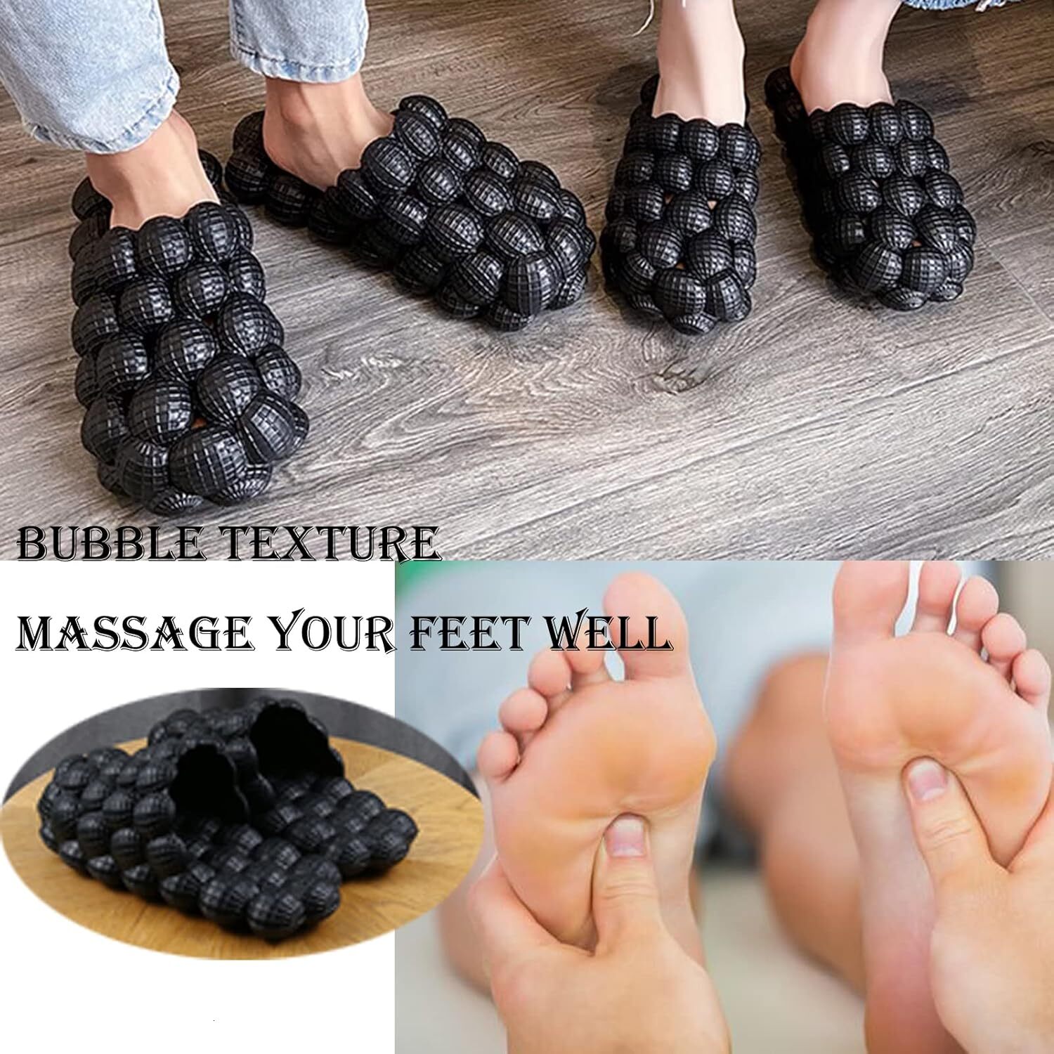 2025 Bubble Slippers for Women Men, Funny Massage Golf Ball Slides, Cloud Cushion Thick Sole Spa, Non-slip Stress Relief Reflexology Sandals, Shower B