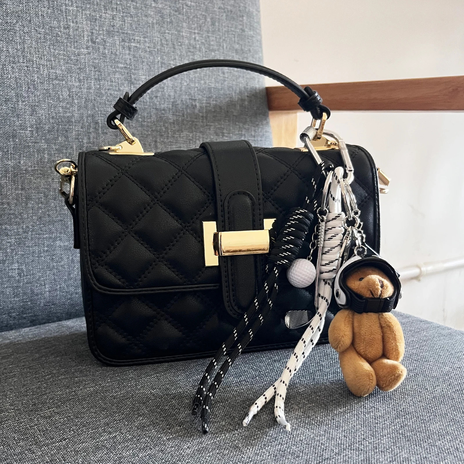 DIY Creative Bag Weaving Rope Keychain Colorful Nylon Lanyard Bear Baseball Multi-Element Bag Pendant For Women Charm Gifts 251110