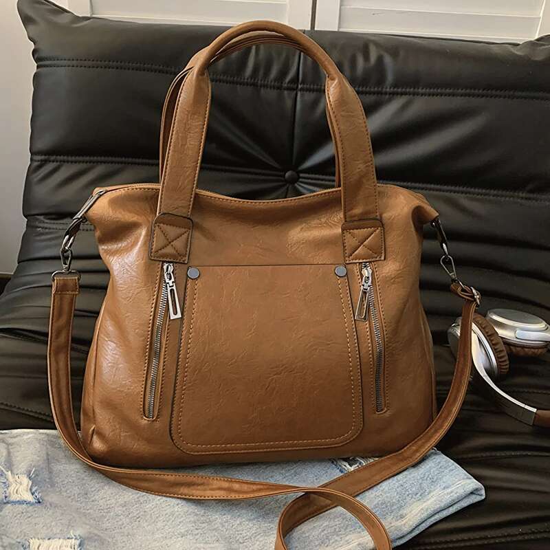 2025 new solid color business oversized shoulder bag designed for both men and women, sturdy, durable, waterproof and dustproof