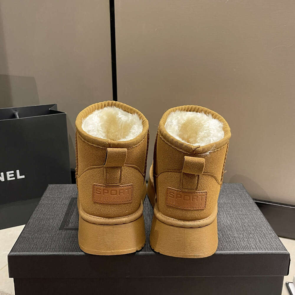 Free Shipping Women's Platform Anti-Slip Snow Fall Winter New Design Fur-Lined Thick Warm Cotton Boots Brown Black Size 35-41