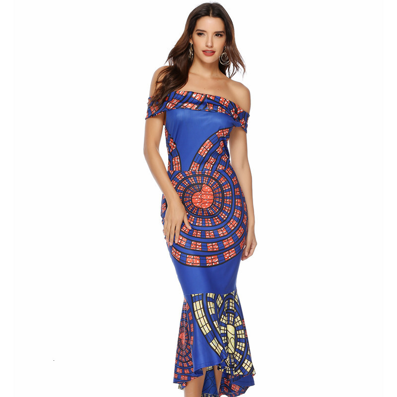 New Sexy Off Shoulder Print Wrap Hip Dress