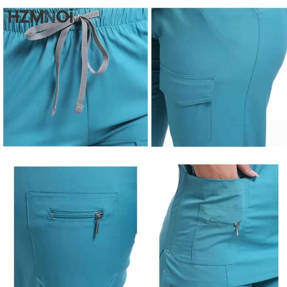 Solid Color Breathable Nursing Scrubs Women Uniforms Elasticity Pet Clinic Nurse Workwear Medical Doctor Thin Clothing X250410